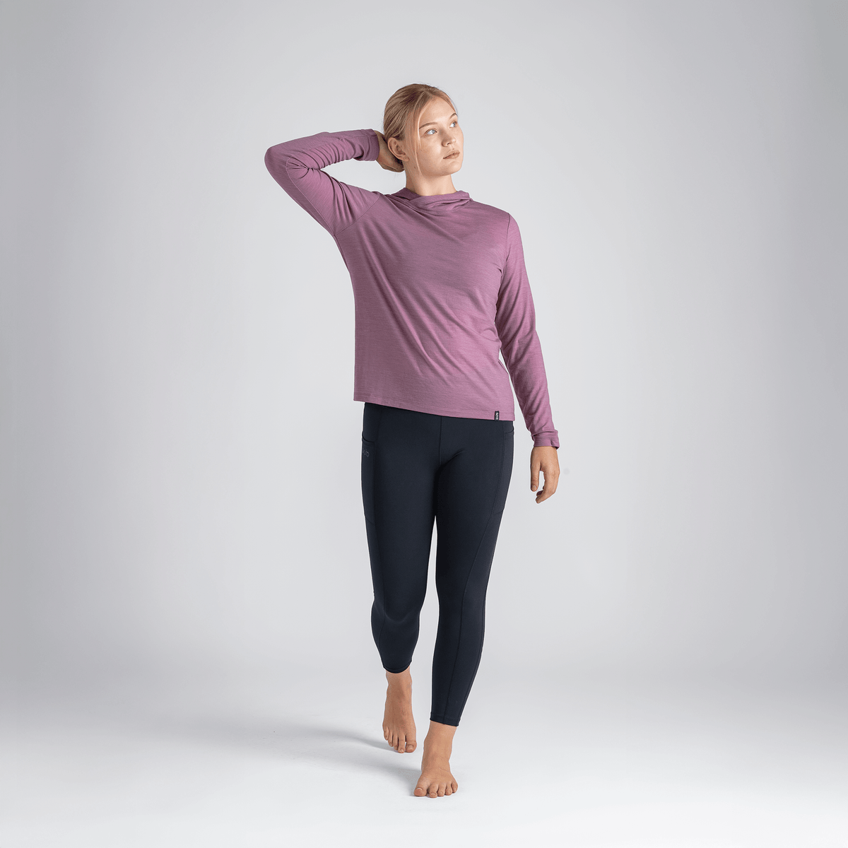 Kora Women's Merino Hoodie — Grey Navy